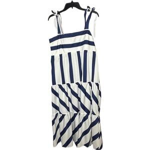Everlily Nautical Smocked White & Blue Resort Wear Vacation Dress Size Large